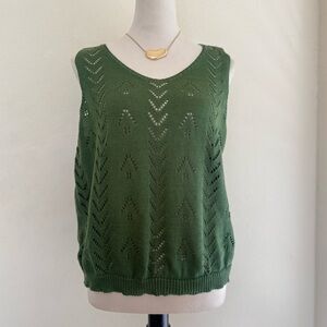 Knit Sleeveless Pullover Tank in Olive Green